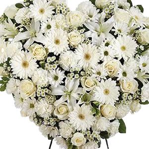 White Mixed Flower Solid Standing Heart product image