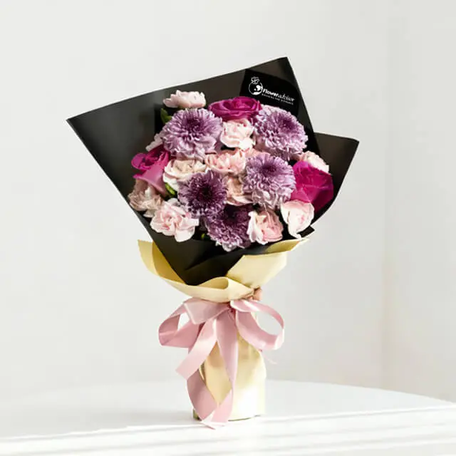 Cheery Sensation - Purple Bouquet with Poms product image