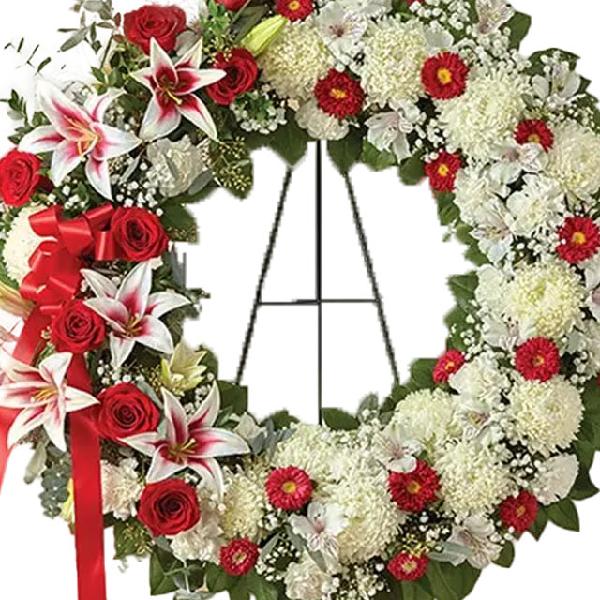 Red White Wreath Stand product image