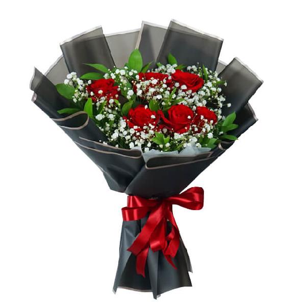 6 Red Rose Bouquet - The Reds product image