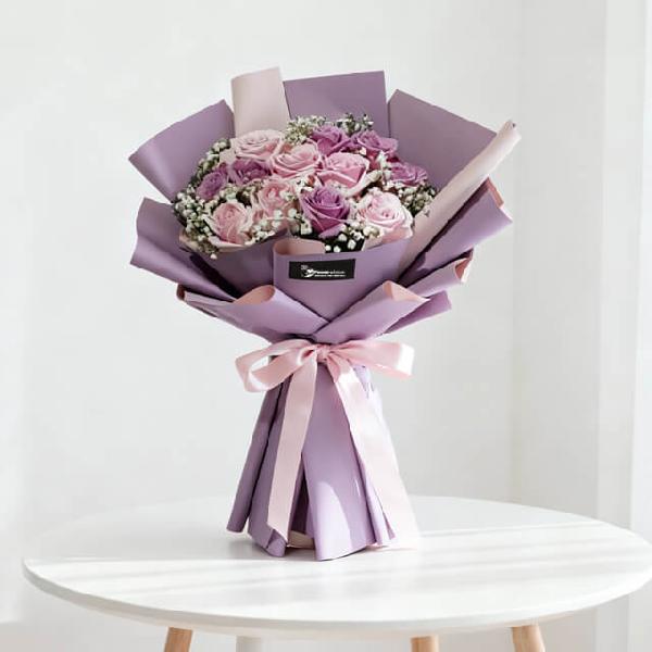 6 Pink Roses 6 Purple Roses - Cherry Lips product image