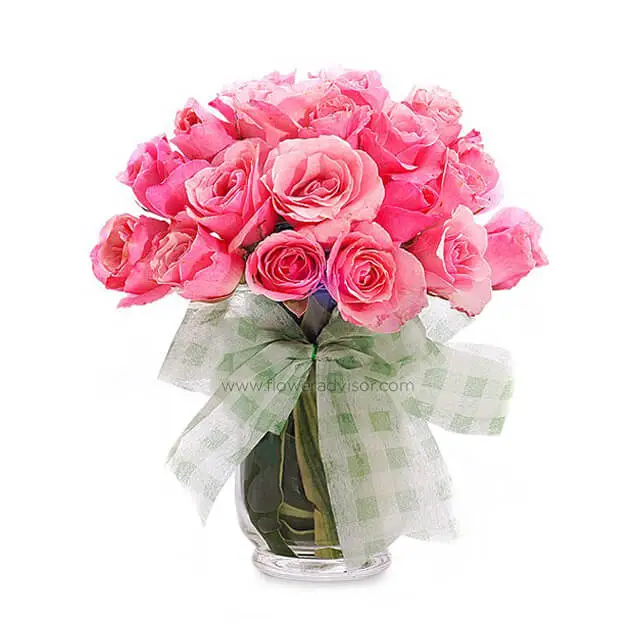 Elegant Vase Arrangement of Pink Roses - Pink Clouds product image