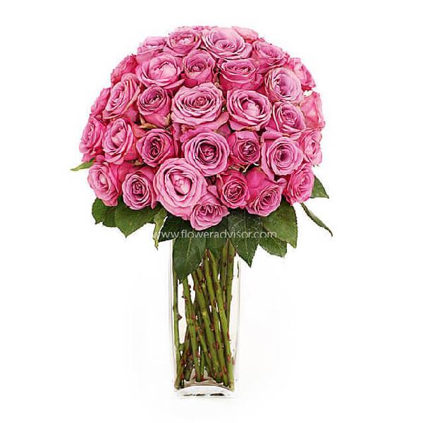 Pink Roses Vase Arrangement - Fairy Queen product image
