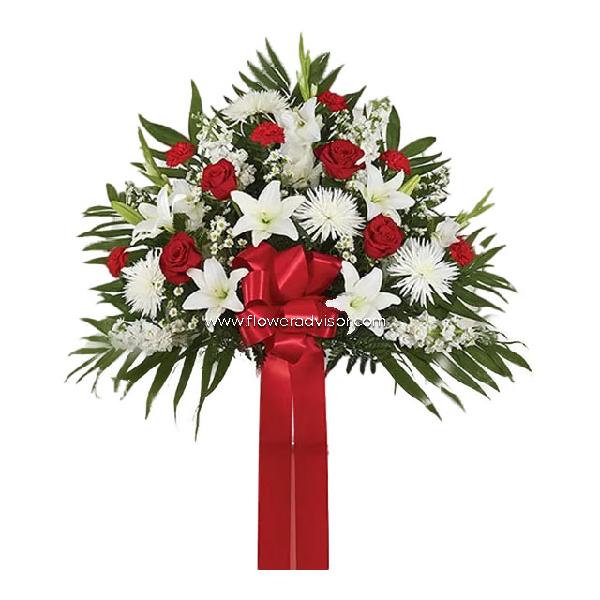 Red & White Sympathy Standing Basket product image