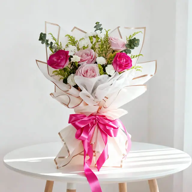 Pink Roses and Soft Pink Roses Bouquet - Serenity product image
