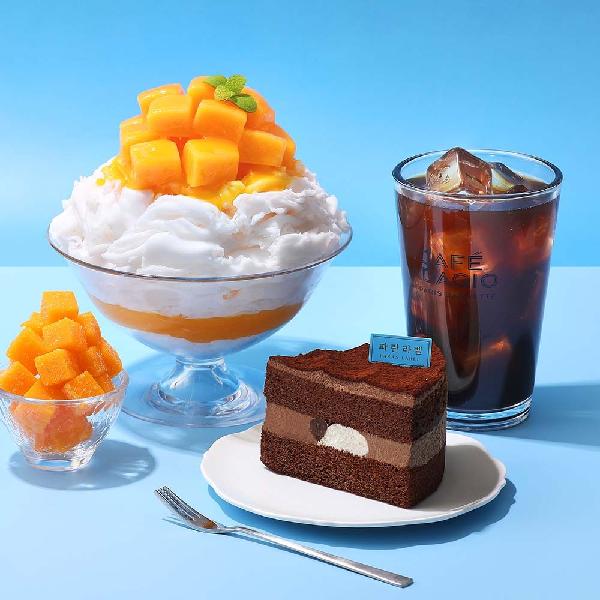 Refreshing Mango Bingsu Set (Apple Mango POP Bingsu+Low-Sugar Cacao Cake (Slice)+Iced Americano) product image