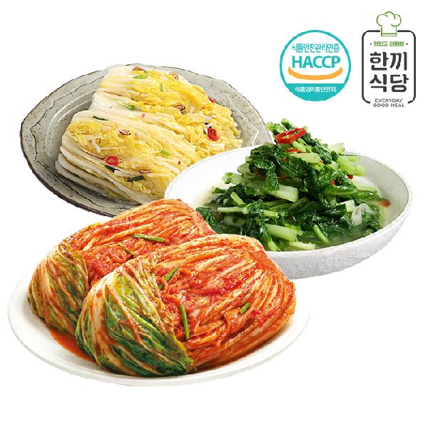 Hankki Sikdang 100% Korean Kimchi Popular 3-Type Set (Whole Napa Cabbage Kimchi 1kg, Cheongyang Chili Young Summer Radish Kimchi 1kg, White Kimchi 1kg) product image