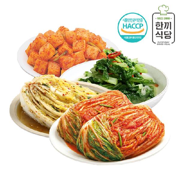 Hankki Sikdang 100% Korean Kimchi Recommended 4-Type Set (Whole Napa Cabbage Kimchi 1kg, Chili Seed White Kimchi 1kg, Cheongyang Chili Young Summer Radish Kimchi 1kg, Cubed Radish Kimchi 1kg) product image