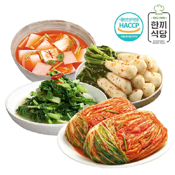 Hankki Sikdang 100% Korean Kimchi Value 4-Type Set (Whole Napa Cabbage Kimchi 1kg, Cheongyang Chili Young Summer Radish Kimchi 1kg, Chili Seed Young Radish Kimchi 1kg, Nabak Kimchi 1kg) product image
