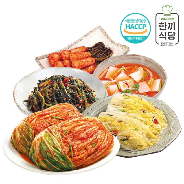 Hankki Sikdang 100% Korean Kimchi Premium 5-Type Set (Whole Napa Cabbage Kimchi 1kg, Young Radish Kimchi 1kg, Nabak Kimchi 1kg, Young Summer Radish Kimchi 1kg, White Kimchi 1kg) product image