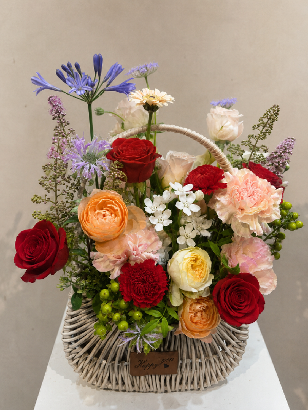 Happiness Fresh Flower Basket Red product image