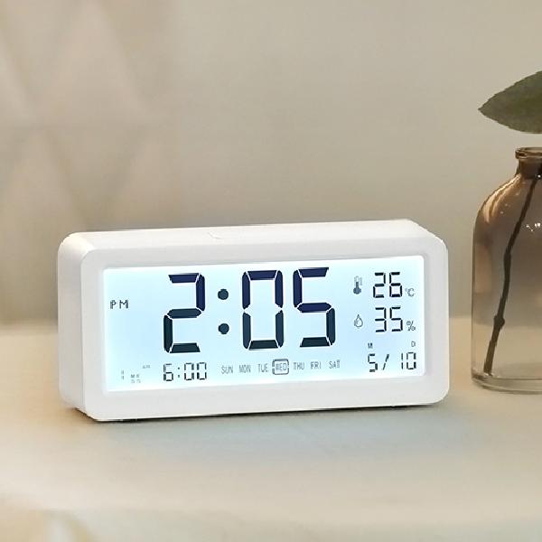SimpleView Digital Desk Clock LED Backlight Temperature Humidity Silent + 2 AA Batteries product image