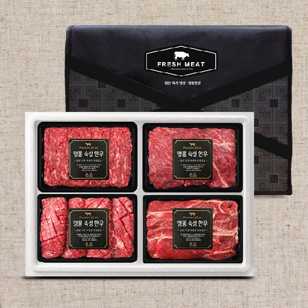 Grade 1+ Aged Korean Beef Premium Cut Beef Gift Set (Total 1.6kg/400g each/Bulgogi+Soup Cut+Skewer Cut+Braising Cut) Chilled product image