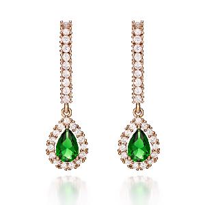 14K GF Green Tear Drop Earrings ELGPEE185 Green product image