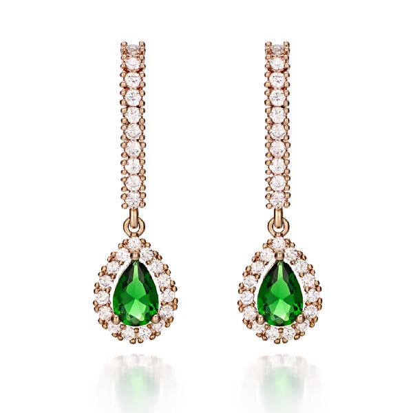 14K GF Green Tear Drop Earrings ELGPEE185 Green product image