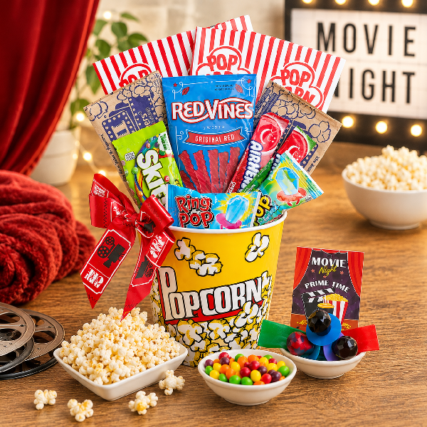 Pop-ular Movie Night Gift Basket product image