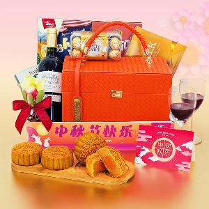 Autumn Cheers Mooncake & Wine Gift Hamper with Handmade Flowers - Mid Autumn Festival 2026 product image