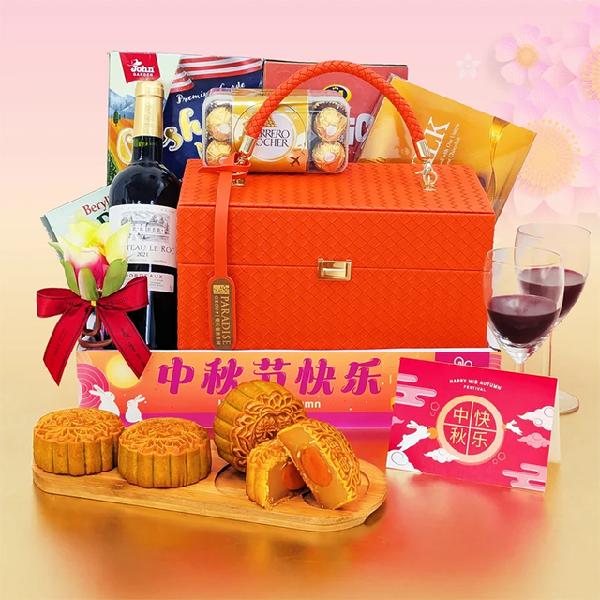 Autumn Cheers Mooncake & Wine Gift Hamper with Handmade Flowers - Mid Autumn Festival 2026 product image