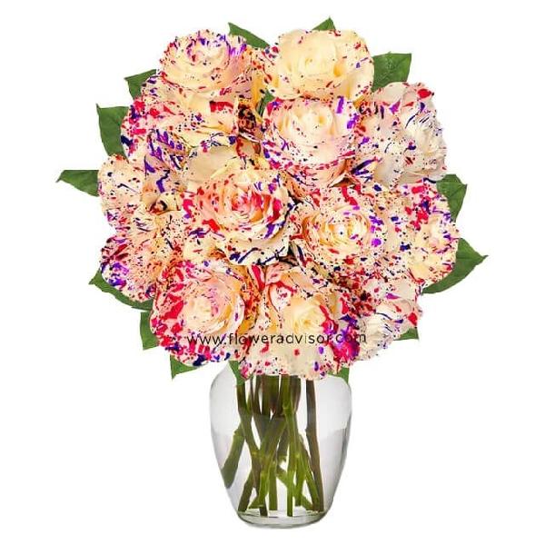 One Dozen Wild Confetti Roses product image
