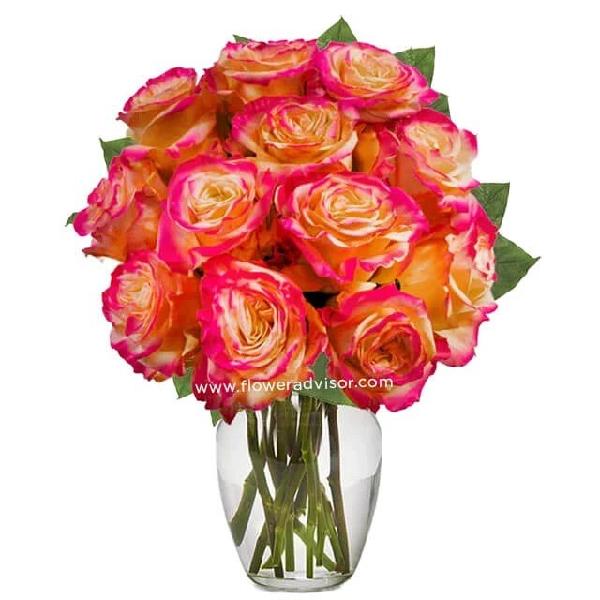 One Dozen Pop of Pink Roses product image