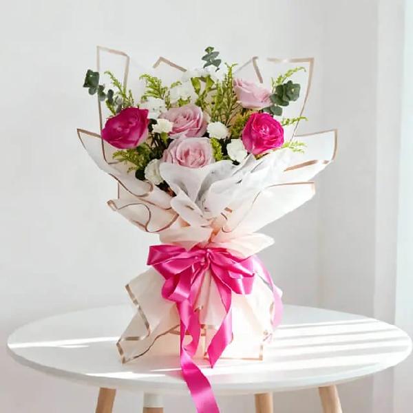Pink Roses and Soft Pink Roses Bouquet - Serenity product image