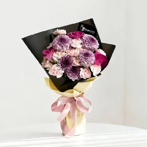 Cheery Sensation - Purple Bouquet with Poms product image