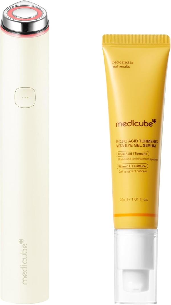 Medicube Eye Depuffing Care Duo: AGE-R Booster Pro Mini Plus (Beige) & Kojic Acid Eye Gel Serum product image