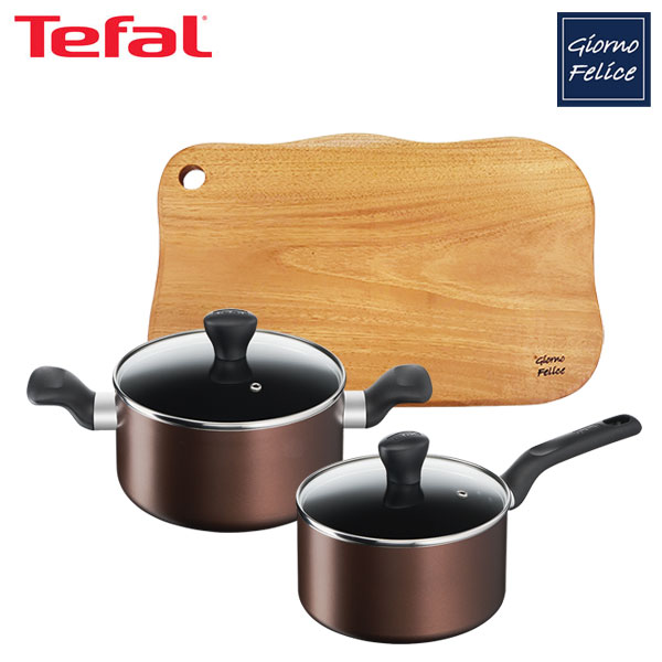 Tefal IH Chocolate Titanium Pro Pot 2P+Wooden Cutting Board product image