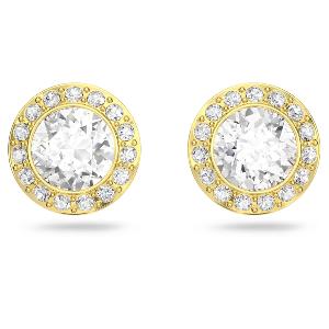 Angelic stud earrings Round cut, White, Gold-tone plated product image