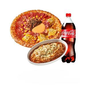 Ultra Baekboy Pizza ½(L) + Cheddar Corn Cheese Pizza ½(L) + Tomato Spaghetti + Coke 1.25L product image