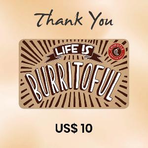 Chipotle US$ 10 Gift Card (Thank You) product image