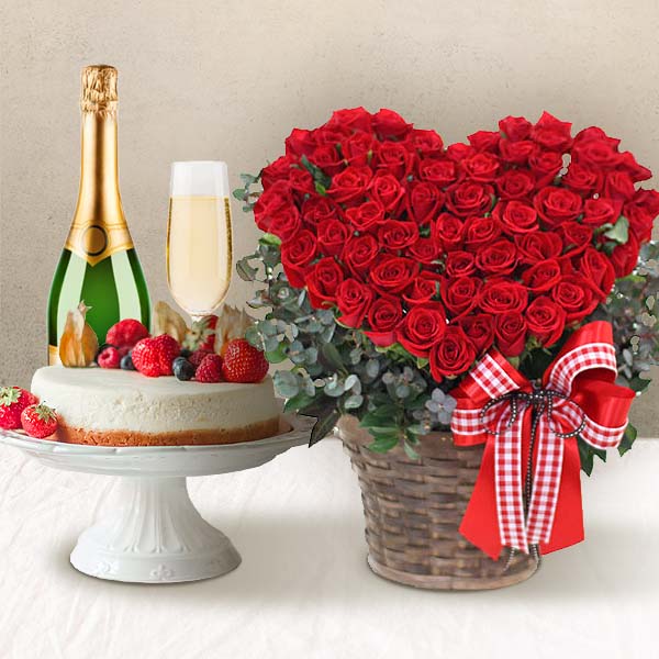 Flower Basket & Champagne & Cake (Delivery) brand thumbnail image