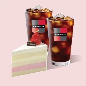 Starwberry Milk Fresh Cream Cake (Slice) + 2 Americanos (R) product image