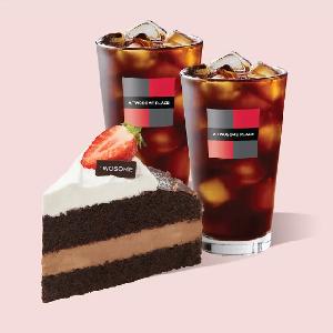 Strawberry Chocolate Cake (Slice) + 2 Americanos (R) product image