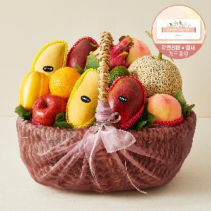 "Ribbon Message" Premium Rattan Fruit Basket #1 (9 Types, 6.9kg) product image