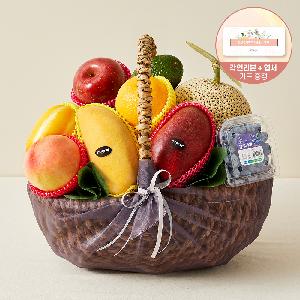"Ribbon Message" Premium Rattan Fruit Basket #2 (9 Types, 4.5kg) product image
